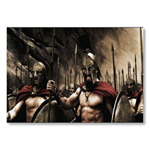 300 Spartalı Mızraklı Savaşçılar  Mdf Ahşap Tablo 50x70 cm