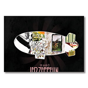 Led Zeppelin Siyah Arka Plan  Mdf Ahşap Tablo 50x70 cm