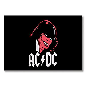 Acdc Ve Boynuzlu Solist Siyah Arka Plan  Mdf Ahşap Tablo 35x50 cm