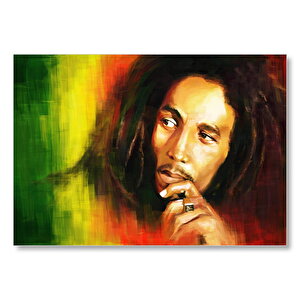 Bob Marley Renkli Portre Çizim  Mdf Ahşap Tablo 25x35 cm