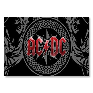 Acdc Logo Üyeler Arka Planda  Mdf Ahşap Tablo 50x70 cm