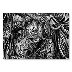 Düşünen Kadın Portresi Metal Gravür  Mdf Ahşap Tablo 35x50 cm