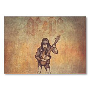 Acdc Angus Young Gitarist Kara Kalem  Mdf Ahşap Tablo 35x50 cm