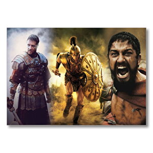 Gladyatör Troy Ve 300 Spartalı Kompozisyon  Mdf Ahşap Tablo 50x70 cm