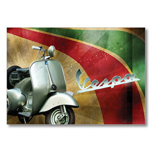 Gri Vespa Motorsiklet Vintage  Mdf Ahşap Tablo 25x35 cm