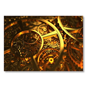 İçiçe Altın Çarklar  Mdf Ahşap Tablo 50x70 cm