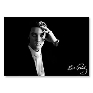 Elvis Presley Siyah Beyaz Karanlık Arka Plan Portre  Mdf Ahşap Tablo 35x50 cm