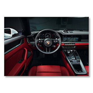Porsche 911 Carrera Cabrio İç Görünüş  Mdf Ahşap Tablo 50x70 cm