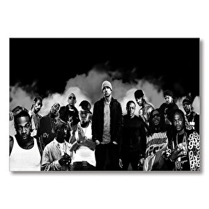 Amerikalı Rap Şarkıcıları Monochrome  Mdf Ahşap Tablo 35x50 cm