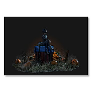 Pubg Sandık Üzerinde Oyuncu Ve Balka Balkaları  Mdf Ahşap Tablo 35x50 cm