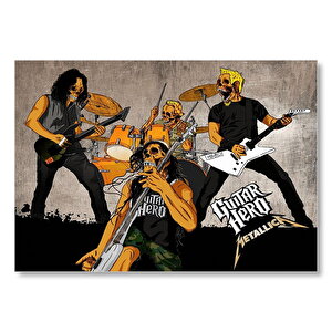 Metallica Guitar Hero Kuru Kafalar  Mdf Ahşap Tablo 50x70 cm