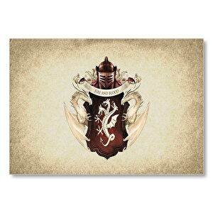 Ateş Ve Kan Ejderhalı Flama  Mdf Ahşap Tablo 35x50 cm