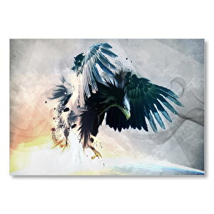 Kartal Soyut Dalgalar İllüstrasyon  Mdf Ahşap Tablo 35x50 cm