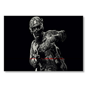 Ready Or Not Asker Siyah Arka Plan  Mdf Ahşap Tablo 35x50 cm