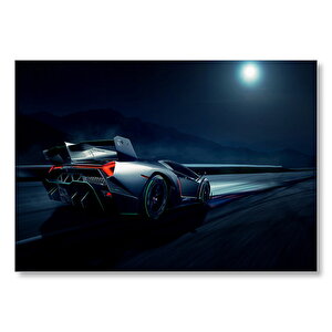 Lamborghini Veneno Arkadan Görünüş  Mdf Ahşap Tablo 35x50 cm