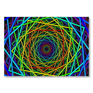 İçiçe Sarmal Renkli Kareler  Mdf Ahşap Tablo 50x70 cm