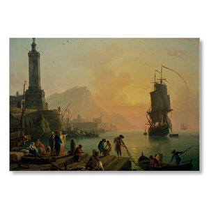Akdeniz Limanında Huzur Yağlı Boya  Mdf Ahşap Tablo 35x50 cm