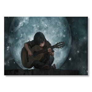 Dolunay Çocuk Klasik Gitar  Mdf Ahşap Tablo 50x70 cm