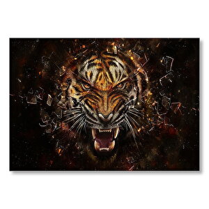 Agresif Kaplan Ve Kırılan Cam  Mdf Ahşap Tablo 25x35 cm