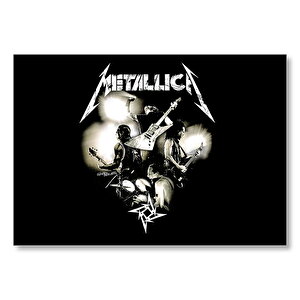 Metallica Yazı Ve Grup Üyeleri  Mdf Ahşap Tablo 25x35 cm