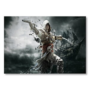 Assassins Creed Suikastçi Korsan Gemisi Ve Revolver  Mdf Ahşap Tablo 25x35 cm