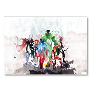 Avengers Tüm Kahramanlar Sulu Boya  Mdf Ahşap Tablo 35x50 cm