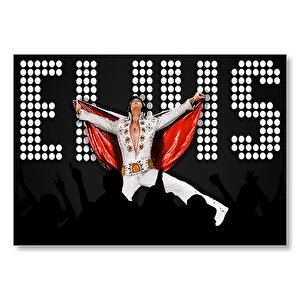 Elvis Presley Sahnede Beyaz Elbise Ve Pelerinli  Mdf Ahşap Tablo 35x50 cm