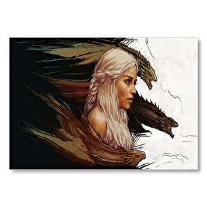 Game Of Thrones Daenerys Targaryen Ve Ejderhalar  Mdf Ahşap Tablo 50x70 cm