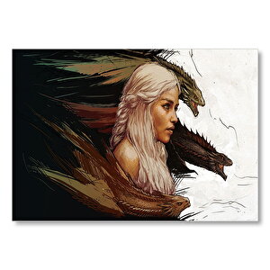 Game Of Thrones Daenerys Targaryen Ve Ejderhalar  Mdf Ahşap Tablo 25x35 cm