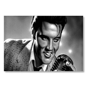 Elvis Presley Siyah Beyaz Çizim  Mdf Ahşap Tablo 50x70 cm