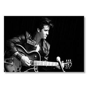 Elvis Presley Elektrogitar Ve Mikrofon Sb  Mdf Ahşap Tablo 25x35 cm