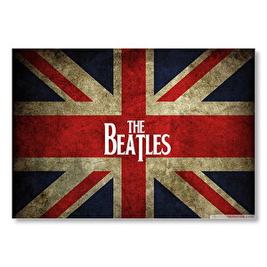 İngiliz Bayrağı Üzerinde The Beatles  Mdf Ahşap Tablo 50x70 cm