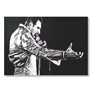 Freddie Mercury Siyah Beyaz Görsel  Mdf Ahşap Tablo 50x70 cm