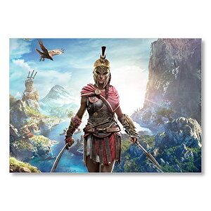 Assassins Creed Kadın Suikastçi Nehir Ve Dağlar  Mdf Ahşap Tablo 35x50 cm