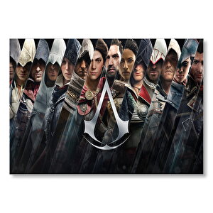 Assassins Creed Dikey Şeritler Tüm Karakterler  Mdf Ahşap Tablo 25x35 cm
