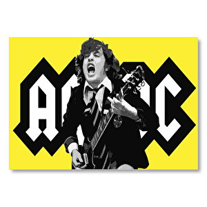 Acdc Angus Young Sarı Zemin  Mdf Ahşap Tablo 35x50 cm