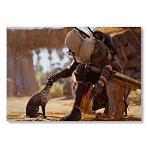 Assassins Creed Origins Mısır Kedi Ve Karakter  Mdf Ahşap Tablo 50x70 cm