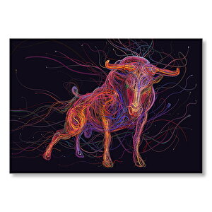 Fotonlardan Oluşan Boğa Siyah Zemin  Mdf Ahşap Tablo 50x70 cm