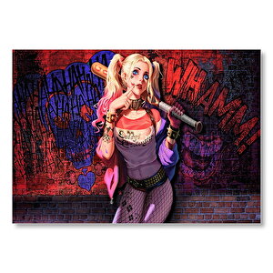 Harley Quinn Ve Beyzbol Sopası  Mdf Ahşap Tablo