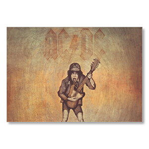 Acdc Angus Young Gitarist Kara Kalem  Mdf Ahşap Tablo 25x35 cm