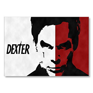 Dexter Kırmızı Beyaz Yüz Afiş  Mdf Ahşap Tablo 50x70 cm