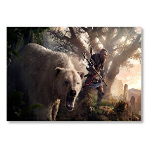Assassins Creed Baltalı Savaşçı Ve Ayı  Mdf Ahşap Tablo 50x70 cm