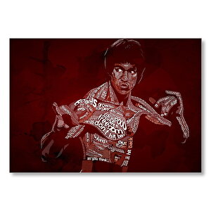 Bruce Lee Ve Sözleri Çizim  Mdf Ahşap Tablo 35x50 cm