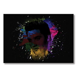 Elvis Rock N Roll Kralı Siyah Arka Plan  Mdf Ahşap Tablo 35x50 cm