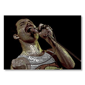 Freddie Mercury Üzerinde Şarkı Sözleri  Mdf Ahşap Tablo 35x50 cm