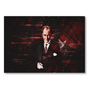 Atatürk Ve Türk Bayrağı Hologram Arka Plan  Mdf Ahşap Tablo 50x70 cm
