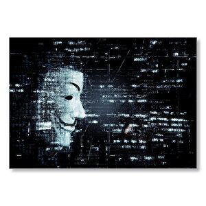 Anonymous Maskesi Ve Kodlar  Mdf Ahşap Tablo 50x70 cm