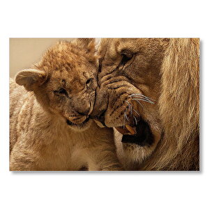 Erkek Aslan Ve Evladı  Mdf Ahşap Tablo 25x35 cm