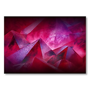 Pembe Abstrakt Piramit Şekiller  Mdf Ahşap Tablo 50x70 cm