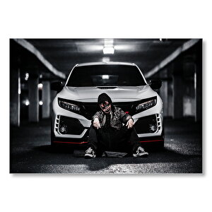 Honda Accord Type R Ve Led Maskeli Adam  Mdf Ahşap Tablo 50x70 cm
